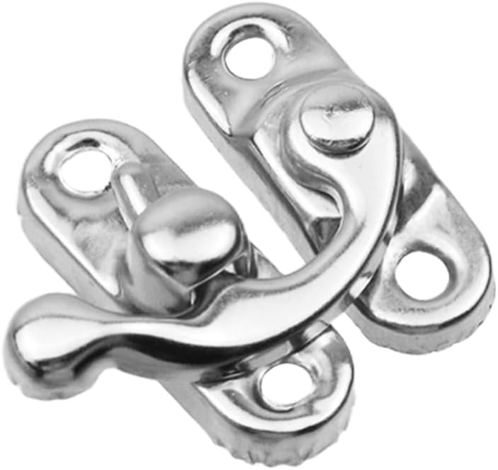 Sscon 20Pcs Small Box Hinges Vintage Right Latch Hook Hasp Wood Jewelry Box Hasp Catch - Silver - Image 3